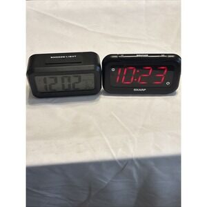 Sharp LED Alarm Clock + Tzumi Digital Clock Temp Display Tested Lot